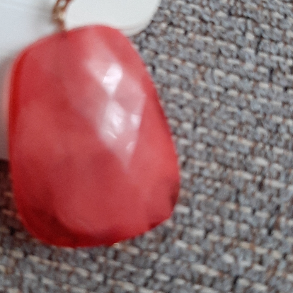 NWT Coral Pink Acrylic Pierced Earrings, Hook Back - Picture 5 of 7